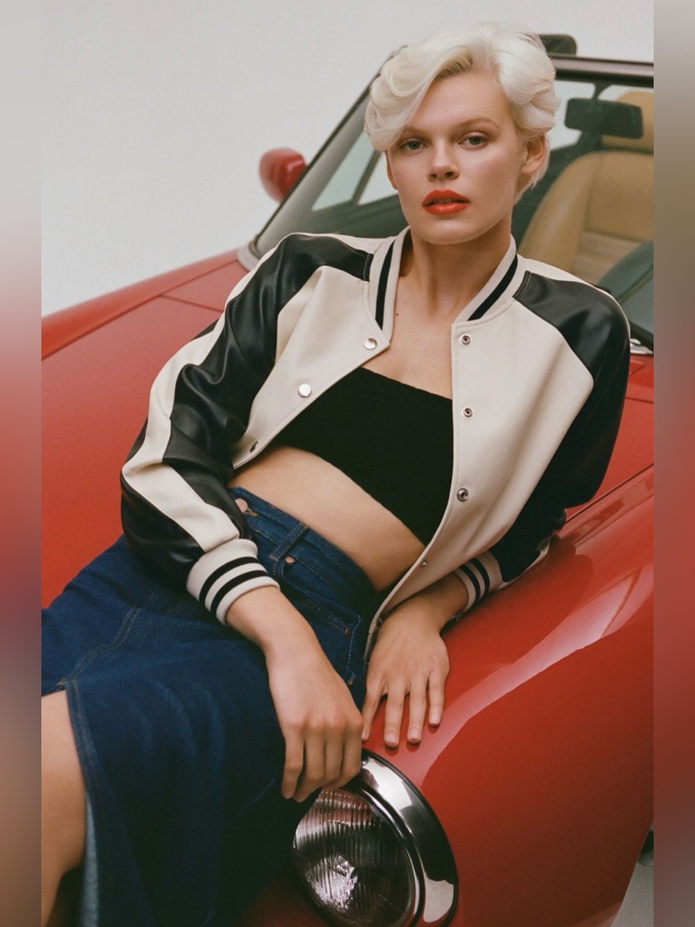 Anthropologie Colorblock Faux Leather Bomber Jacket